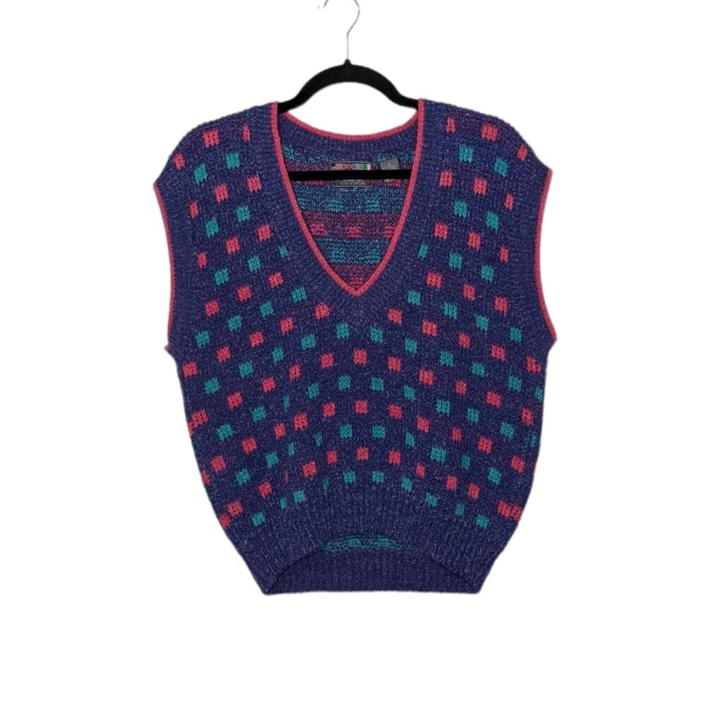 Vintage Sweater Vest Paris Sports Club 80s 90s Pastel Style Shirt Geometric Art